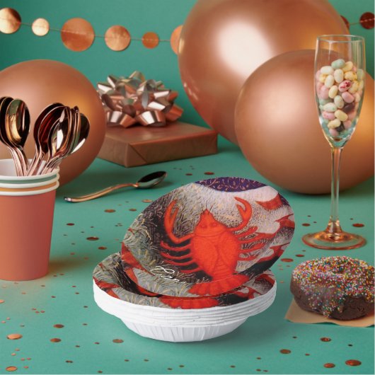 Bols En Carton Cancer le crabe signe zodiaque fête d'anniversaire (Multi)