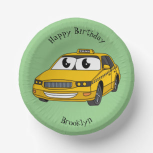 Bols En Carton Caricature amusante de taxi jaune mignon