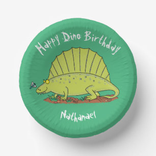 Bols En Carton Caricature de Dimetrodon pour dinosaure vert