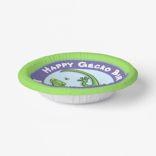 Bols En Carton Caricature de gecko vert mignon anniversaire (Angulaire)