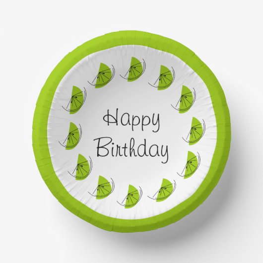 Bols En Carton Cercle Citrus Lime Joyeux anniversaire (Recto)