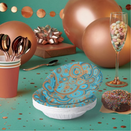 Bols En Carton Cercle Concentré Dégradé Orange Rust Turquoise (Multi)