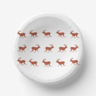 Bols En Carton Cerf Brun Marche Motif Festif