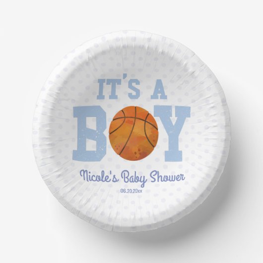 Bols En Carton C'est un garçon ! Baby shower Blue Basketball (Recto)