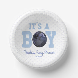 Bols En Carton C'est un garçon ! Baby shower Blue Bowling