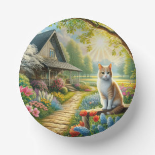 Bols En Carton Chalet de printemps/jardin & chat