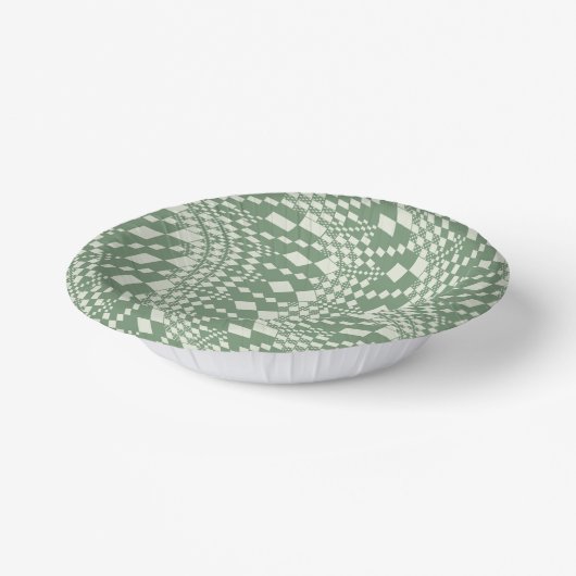 Bols En Carton Chèques déformées en vert (Angulaire)