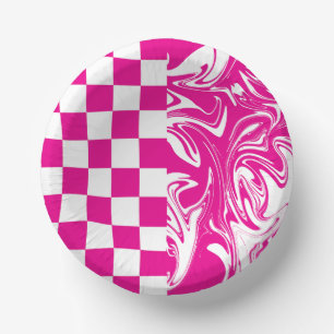Bols En Carton Chèques et permules en Magenta et Blanc