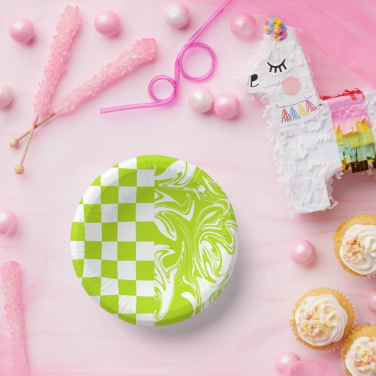 Bols En Carton Chèques et permules en vert et blanc de chaux (Fête)