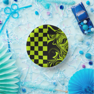 Bols En Carton Chèques et permules - Lime vert et noir