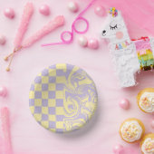 Bols En Carton Chèques et tourbillons - Pastel Jaune et Violet (Fête)