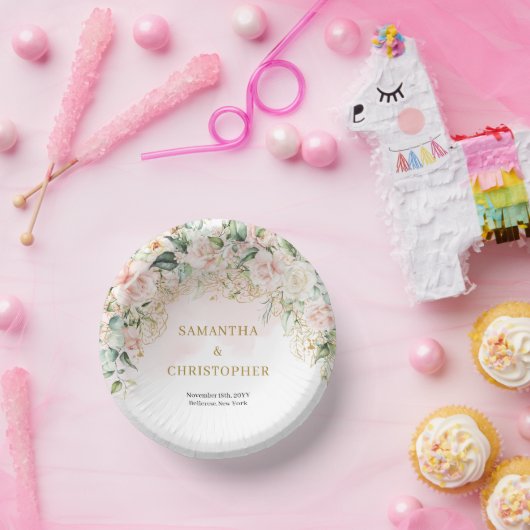 Bols En Carton Chic aquarelle bleu fleurs eucalyptus mariage (Fête)