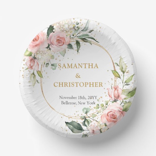 Bols En Carton Chic aquarelle fleurs rousses eucalyptus or (Recto)