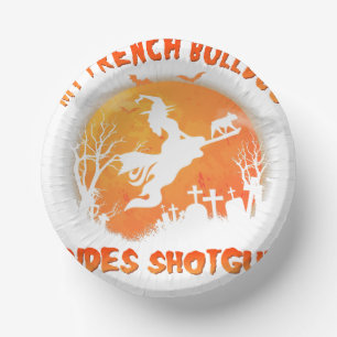 Bols En Carton Chien de taureau français à cheval Halloween Chien