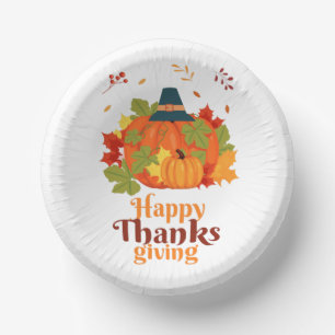 Bols En Carton Citrouille bon thanksgiving avec Casquette et Feui