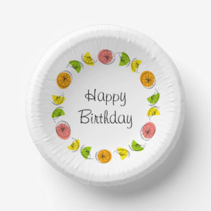 Bols En Carton Citrus Multi Cercle Joyeux anniversaire