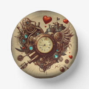Bols En Carton Coeur Steampunk/Saint-Valentin