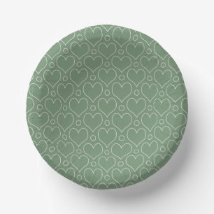 Bols En Carton Coeurs d'amour et motif Pois en vert