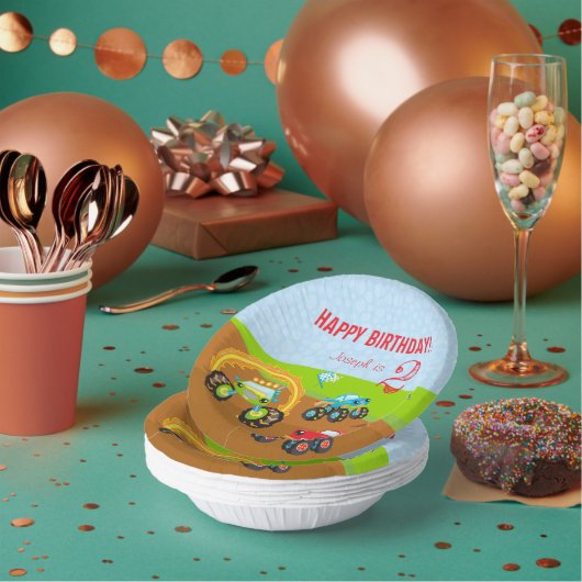 Bols En Carton Colful Birthday Boy Monster Trucks with Age (Multi)