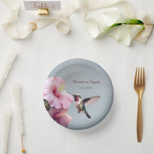 Bols En Carton Colibri et Hibiscus | Mariage bleu (Mariage)