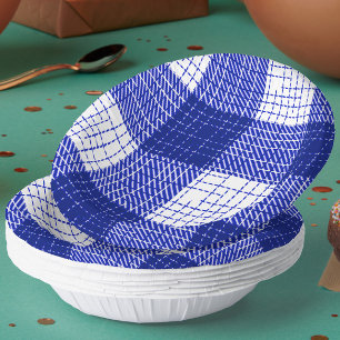 Bols En Carton Conception de carreaux à carreaux audacieux bleus 