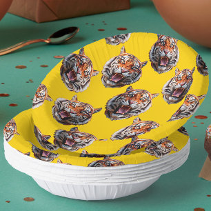 Bols En Carton Conception de motif de tête de tigre jaune