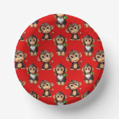 Bols En Carton Conception de motif singe rouge (Recto)