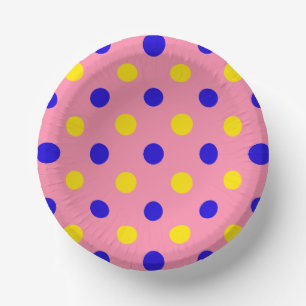 Bols En Carton Conception de points polka rose bleu jaune