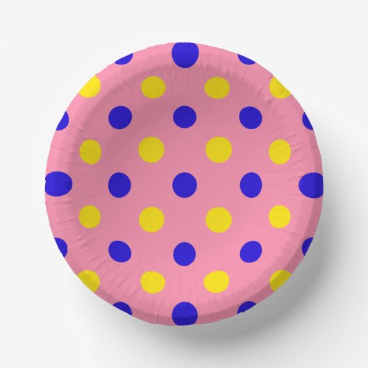 Bols En Carton Conception de points polka rose bleu jaune (Recto)