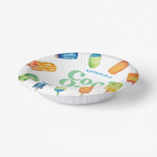 Bols En Carton Cool One Blue Retro Popsicle 1er anniversaire fête (Angulaire)