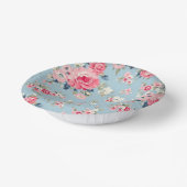 Bols En Carton Cottage Roses roses sur Arrière - plan bleu (Angulaire)