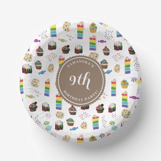 Bols En Carton Couleur Rainbow Cake Sprinkles Anniversaire (Recto)