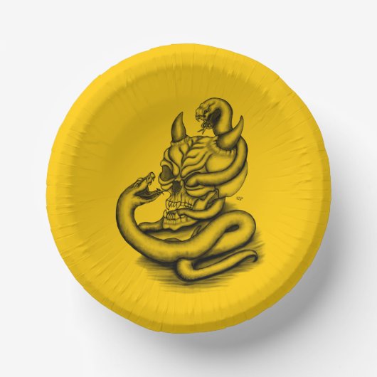 Bols En Carton Crâne - Tête diabolique avec serpent (Recto)