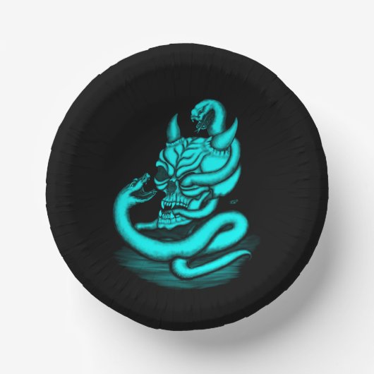 Bols En Carton Crâne - Tête diabolique avec serpent (Recto)