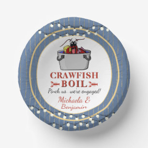 Bols En Carton Crawfish Seafood Boil Blue Party ou Fiançailles
