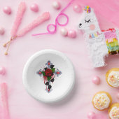 Bols En Carton Croix d'argent avec une rose rouge (Fête)