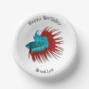 Bols En Carton Crowntail betta fish dessin animé
