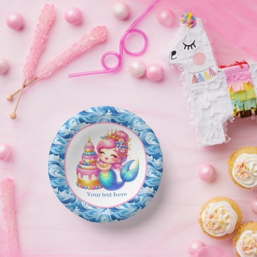 Bols En Carton Cute Beach Birthday mermaid customizable (Fête)