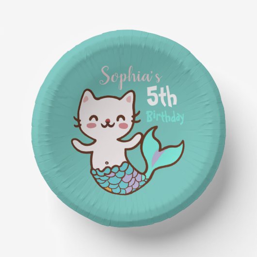 Bols En Carton Cute Chat Sirène fille Anniversaire Meowmaid Purrm (Recto)