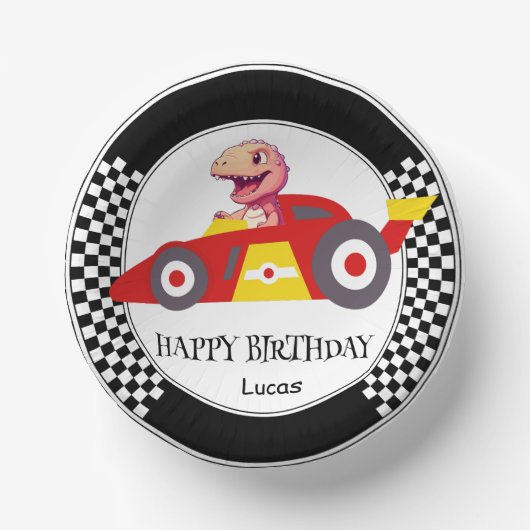 Bols En Carton Cute Dinosaur Anniversaire voiture de course enfan (Recto)