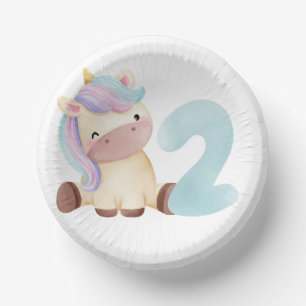 Bols En Carton Cute licorne 2e anniversaire