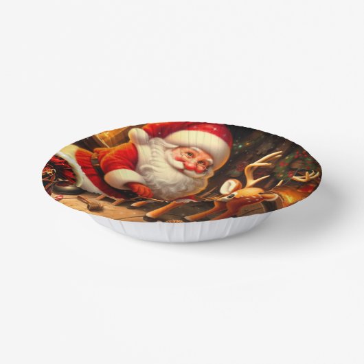 Bols En Carton Cute Père Noël et Reindeer (Angulaire)