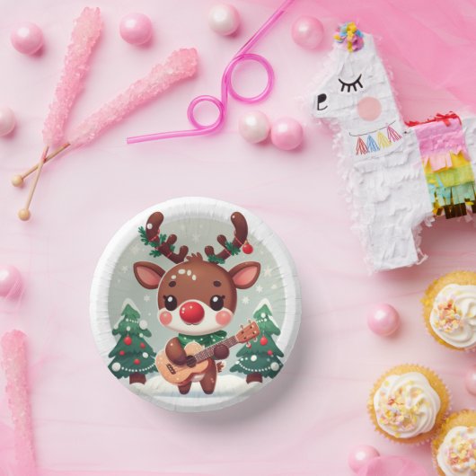 Bols En Carton Cute renne Whimsical avec guitare (Fête)
