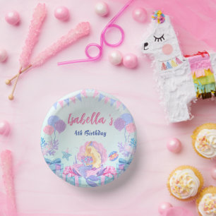 Bols En Carton Cute Sirène Arc-en-ciel Aquarelle fête d'anniversa