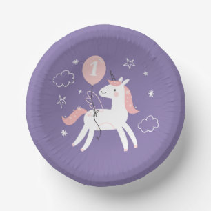 Bols En Carton Cute Unicorn Girly Purple et rose anniversaire