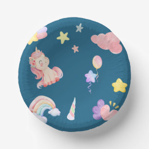 Bols En Carton Cute Unicorn Rainbow motif de ballon coeur étoile