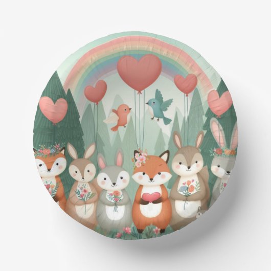 Bols En Carton Cute Woodland Creature arc-en-ciel valentine's (Recto)