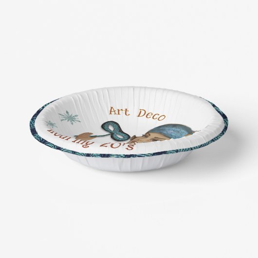 Bols En Carton Dame Art déco avec fleurs blanches (Angulaire)