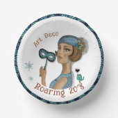 Bols En Carton Dame Art déco avec fleurs blanches (Recto)