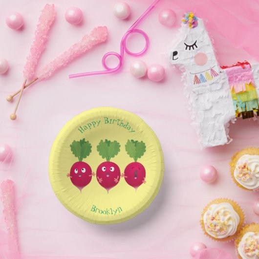 Bols En Carton Des radis mignons chantant des légumes de dessin a (Fête)